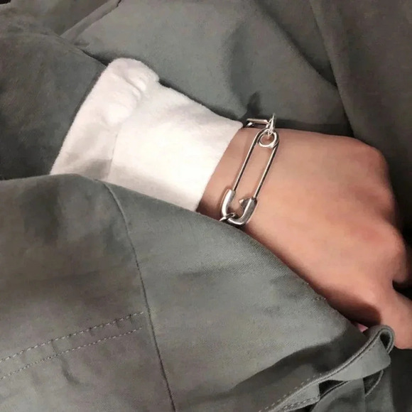 925 Chunky Sterling Silver Paperclip Bracelet Thick Silver Statement Bracelet - Picture 3 of 6